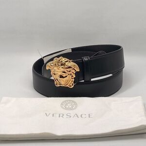 Versace La Medusa Buckle Leather Belt size 85/34”